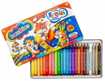 Kredki w metalowym pudełku 24 kolory + temperówka BAMBINO Kredki w metalowym pudełku 24 kolory + temperówka BAMBINO