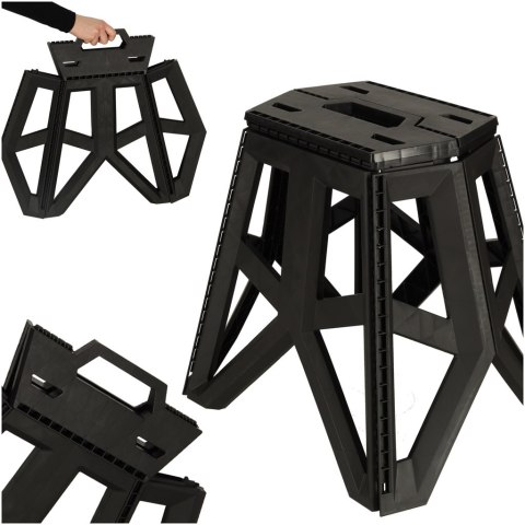 Taboret składany krzesełko turystyczne kempingowe przenośne 40 cm czarny Taboret składany krzesełko turystyczne kempingowe przenośne 40 cm czarny