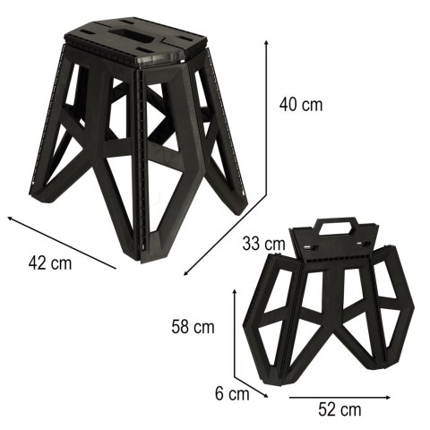Taboret składany krzesełko turystyczne kempingowe przenośne 40 cm czarny Taboret składany krzesełko turystyczne kempingowe przenośne 40 cm czarny