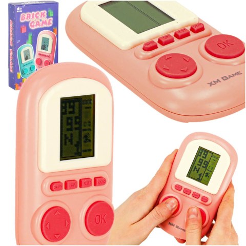 Gra elektroniczna zręcznościowa mini konsola przenośna kieszonkowa tetris różowa Gra elektroniczna zręcznościowa mini konsola przenośna kieszonkowa tetris różowa