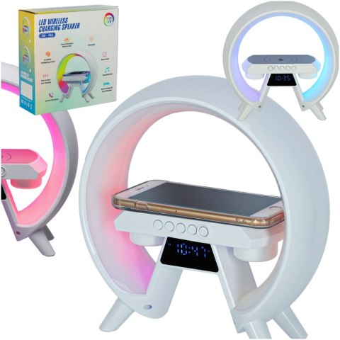 Lampka LED Gamingowa RGB głośnik ładowarka indukcyjna radio budzik zegar Lampka LED Gamingowa RGB głośnik ładowarka indukcyjna radio budzik zegar