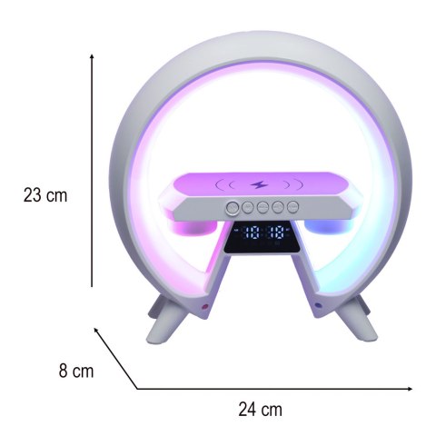 Lampka LED Gamingowa RGB głośnik ładowarka indukcyjna radio budzik zegar Lampka LED Gamingowa RGB głośnik ładowarka indukcyjna radio budzik zegar
