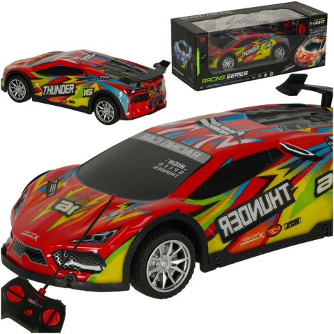 Samochód RC sportowy zdalnie sterowany na pilot auto wyścigowe drift z LED światłami czerwony Samochód RC sportowy zdalnie sterowany na pilot auto wyścigowe drift z LED światłami czerwony