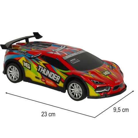 Samochód RC sportowy zdalnie sterowany na pilot auto wyścigowe drift z LED światłami czerwony Samochód RC sportowy zdalnie sterowany na pilot auto wyścigowe drift z LED światłami czerwony