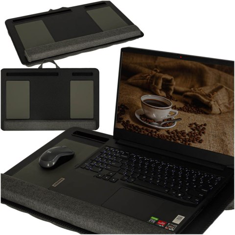 Stolik pod laptopa przenośny taca do łóżka na kolana podstawka czarny z poduszką Stolik pod laptopa przenośny taca do łóżka na kolana podstawka czarny z poduszką