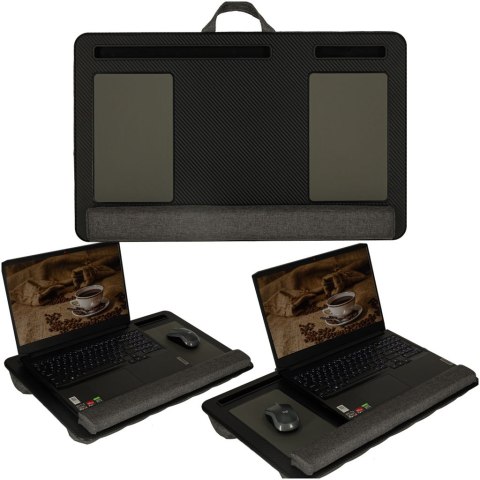 Stolik pod laptopa przenośny taca do łóżka na kolana podstawka czarny z poduszką Stolik pod laptopa przenośny taca do łóżka na kolana podstawka czarny z poduszką