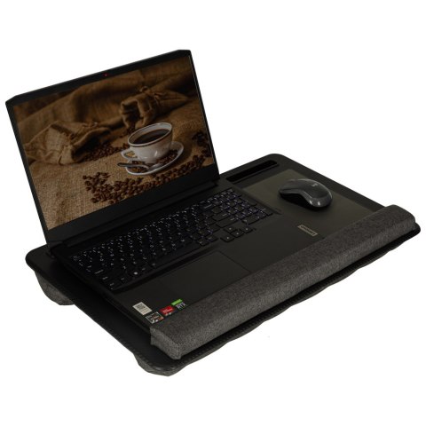 Stolik pod laptopa przenośny taca do łóżka na kolana podstawka czarny z poduszką Stolik pod laptopa przenośny taca do łóżka na kolana podstawka czarny z poduszką