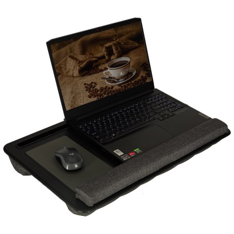 Stolik pod laptopa przenośny taca do łóżka na kolana podstawka czarny z poduszką Stolik pod laptopa przenośny taca do łóżka na kolana podstawka czarny z poduszką