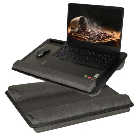 Stolik pod laptopa przenośny taca do łóżka na kolana podstawka czarny z poduszką Stolik pod laptopa przenośny taca do łóżka na kolana podstawka czarny z poduszką