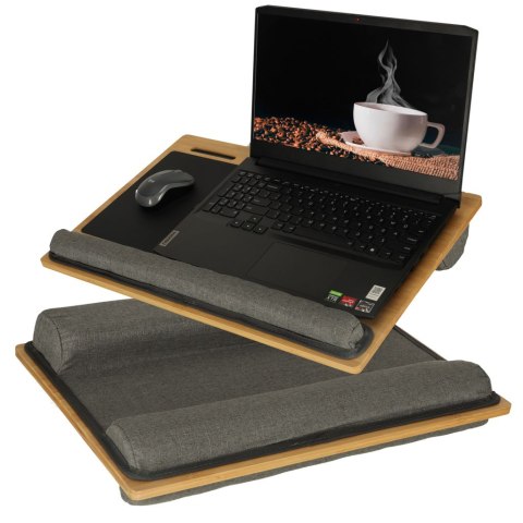 Stolik pod laptopa przenośny taca do łóżka na kolana podstawka drewniany z poduszką Stolik pod laptopa przenośny taca do łóżka na kolana podstawka drewniany z poduszką