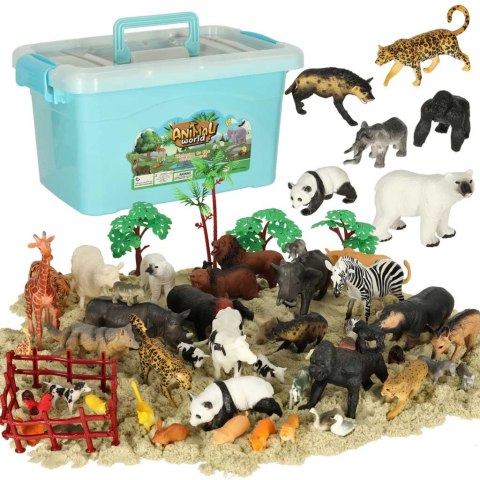 Figurki zwierząt zwierzęta zoo safari farma akcesoria skrzynka 59 el. Figurki zwierząt zwierzęta zoo safari farma akcesoria skrzynka 59 el.