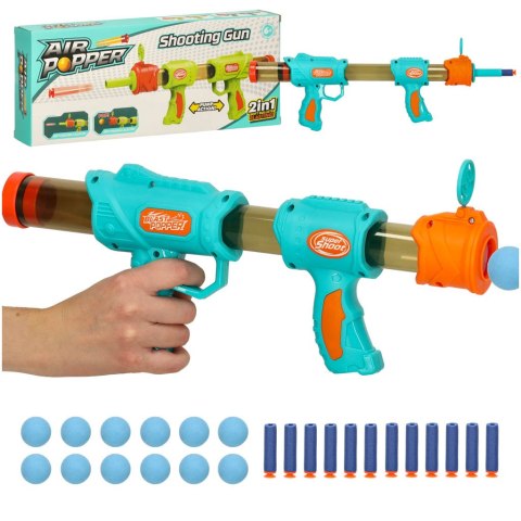 Pistolet na kulki karabin na piankowe naboje solidny dla dzieci gra 2w1 niebieski Pistolet na kulki karabin na piankowe naboje solidny dla dzieci gra 2w1 niebieski