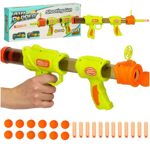 Pistolet na kulki karabin na piankowe naboje solidny dla dzieci gra 2w1 zielony Pistolet na kulki karabin na piankowe naboje solidny dla dzieci gra 2w1 zielony