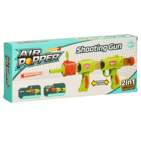 Pistolet na kulki karabin na piankowe naboje solidny dla dzieci gra 2w1 zielony Pistolet na kulki karabin na piankowe naboje solidny dla dzieci gra 2w1 zielony
