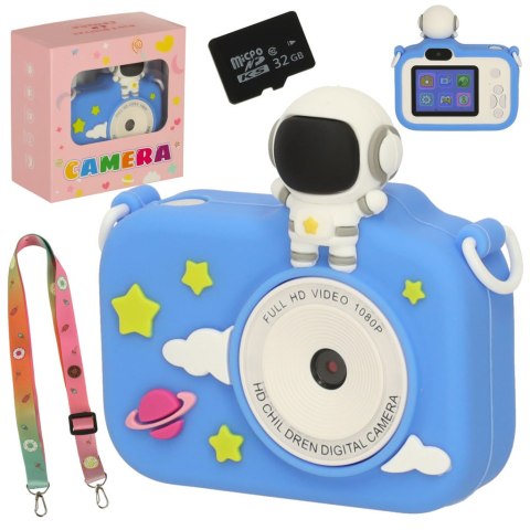 Aparat cyfrowy fotograficzny dla dzieci kamera zabawka + karta 32GB niebieski astronauta Aparat cyfrowy fotograficzny dla dzieci kamera zabawka + karta 32GB niebieski astronauta