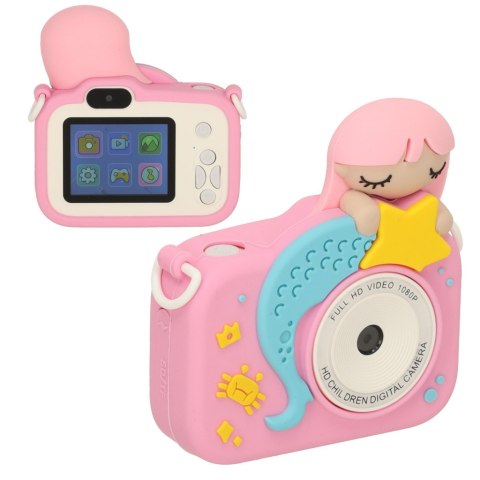 Aparat cyfrowy fotograficzny dla dzieci kamera zabawka + karta 32GB różowy syrenka Aparat cyfrowy fotograficzny dla dzieci kamera zabawka + karta 32GB różowy syrenka