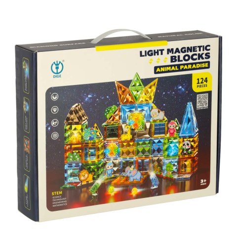 Klocki magnetyczne świecące 124 el. Klocki magnetyczne świecące 124 el.