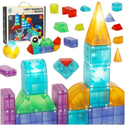 Klocki magnetyczne konstrukcyjne świecące elementy figury 3D 64 el. Klocki magnetyczne konstrukcyjne świecące elementy figury 3D 64 el.