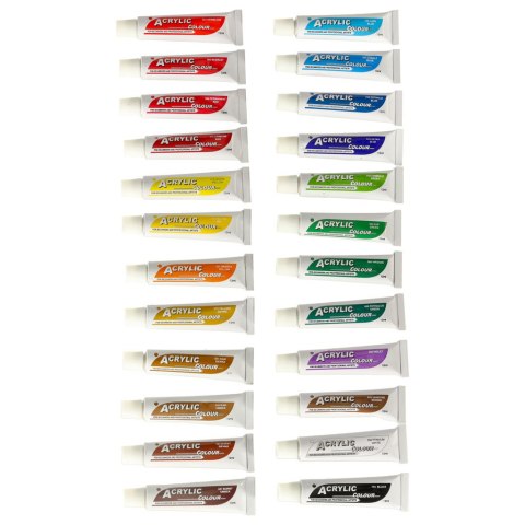 Farby akrylowe w tubkach tubce duży zestaw 12 ml x 24 kolory Farby akrylowe w tubkach tubce duży zestaw 12 ml x 24 kolory