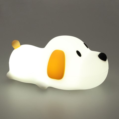 Lampka nocna dla dzieci silikonowa dotykowa miękka LED USB biała piesek leżący Lampka nocna dla dzieci silikonowa dotykowa miękka LED USB biała piesek leżący