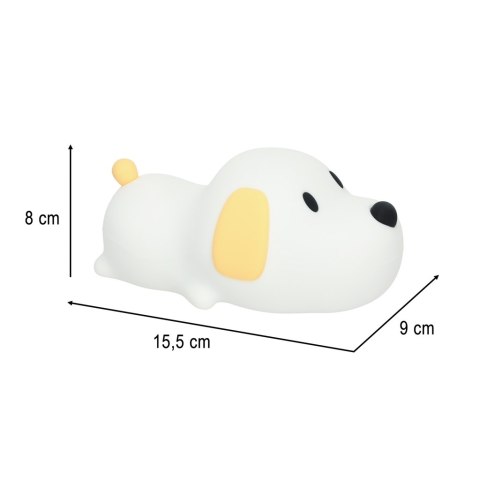 Lampka nocna dla dzieci silikonowa dotykowa miękka LED USB biała piesek leżący Lampka nocna dla dzieci silikonowa dotykowa miękka LED USB biała piesek leżący