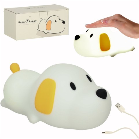 Lampka nocna dla dzieci silikonowa dotykowa miękka LED USB biała piesek leżący Lampka nocna dla dzieci silikonowa dotykowa miękka LED USB biała piesek leżący