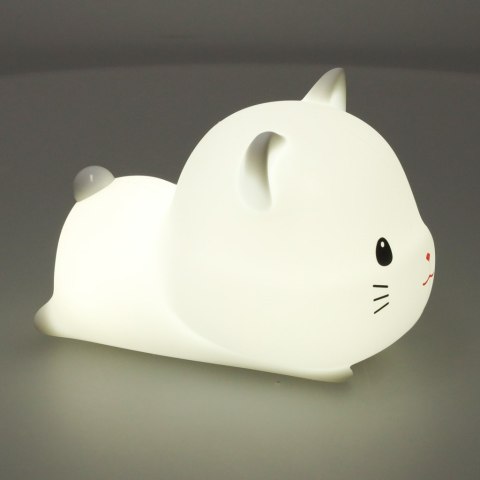 Lampka nocna dla dzieci silikonowa dotykowa miękka USB biała kotek leżący Lampka nocna dla dzieci silikonowa dotykowa miękka USB biała kotek leżący