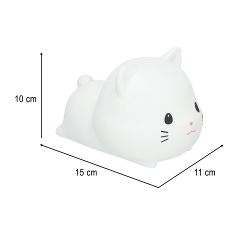 Lampka nocna dla dzieci silikonowa dotykowa miękka USB biała kotek leżący Lampka nocna dla dzieci silikonowa dotykowa miękka USB biała kotek leżący