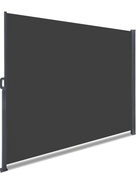Markiza boczna tarasowa parawan osłona regulowana na taras 350x180cm szara Markiza boczna tarasowa parawan osłona regulowana na taras 350x180cm szara
