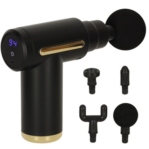 Pistolet do masażu masażer do pleców ciała LED 4w1 czarny Pistolet do masażu masażer do pleców ciała LED 4w1 czarny
