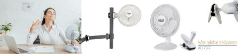 Wentylator Adler AD 7317 15 cm z klipsem podstawką Wentylator Adler AD 7317 15 cm z klipsem podstawką