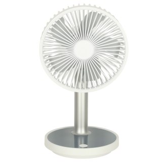 Wentylator biurkowy wiatrak przenośny bezprzewodowy USB z akumulatorem regulowany 4 poziomy mocy LED 38cm biały