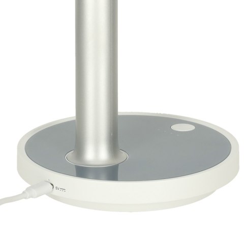 Wentylator biurkowy wiatrak przenośny bezprzewodowy USB z akumulatorem regulowany 4 poziomy mocy LED 38cm biały Wentylator biurkowy wiatrak przenośny bezprzewodowy USB z akumulatorem regulowany 4 poziomy mocy LED 38cm biały