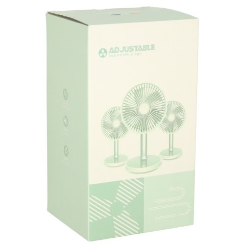 Wentylator biurkowy wiatrak przenośny bezprzewodowy USB z akumulatorem regulowany 4 poziomy mocy LED 38cm biały Wentylator biurkowy wiatrak przenośny bezprzewodowy USB z akumulatorem regulowany 4 poziomy mocy LED 38cm biały