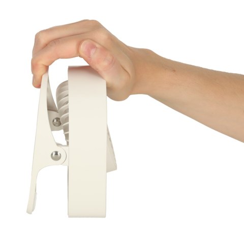 Wentylator biurkowy wiatrak z klipsem bezprzewodowy USB chłodzenie 3 poziomy mocy 11,5cm biały Wentylator biurkowy wiatrak z klipsem bezprzewodowy USB chłodzenie 3 poziomy mocy 11,5cm biały