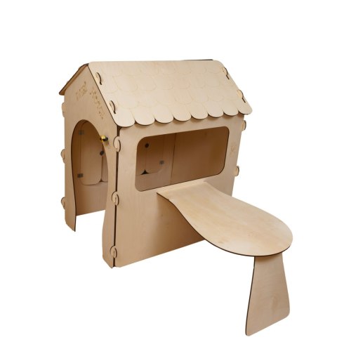 Domek ogrodowy drewniany stolik tablica kredowa 86 x 137 x 105 cm Domek ogrodowy drewniany stolik tablica kredowa 86 x 137 x 105 cm