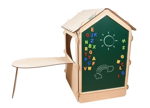 Domek ogrodowy drewniany stolik tablica kredowa 86 x 137 x 105 cm Domek ogrodowy drewniany stolik tablica kredowa 86 x 137 x 105 cm