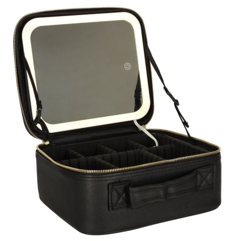 Kosmetyczka organizer na kosmetyki biżuterię kuferek z lusterkiem LED czarny Kosmetyczka organizer na kosmetyki biżuterię kuferek z lusterkiem LED czarny