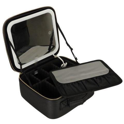 Kosmetyczka organizer na kosmetyki biżuterię kuferek z lusterkiem LED czarny Kosmetyczka organizer na kosmetyki biżuterię kuferek z lusterkiem LED czarny