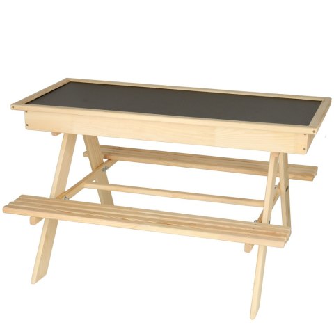 Ławka ogrodowa stolik dla dzieci drewniany piaskownica tablica 92 x 78 x 52 cm Ławka ogrodowa stolik dla dzieci drewniany piaskownica tablica 92 x 78 x 52 cm