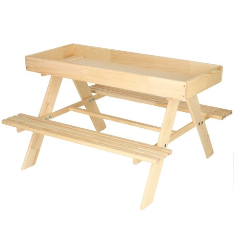 Ławka ogrodowa stolik dla dzieci drewniany piaskownica tablica 92 x 78 x 52 cm Ławka ogrodowa stolik dla dzieci drewniany piaskownica tablica 92 x 78 x 52 cm