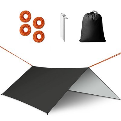 Plandeka tarp płachta biwakowa namiot na hamak osłona przeciwdeszczowa 300cm czarny Plandeka tarp płachta biwakowa namiot na hamak osłona przeciwdeszczowa 300cm czarny