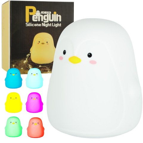 Lampka nocna dla dzieci silikonowa dotykowa miękka LED biała RGB pingwinek Lampka nocna dla dzieci silikonowa dotykowa miękka LED biała RGB pingwinek