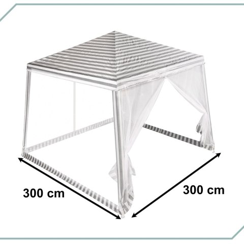 Pawilon ogrodowy namiot imprezowy handlowy altana z moskitiera biały 3 X 3 m Pawilon ogrodowy namiot imprezowy handlowy altana z moskitiera biały 3 X 3 m