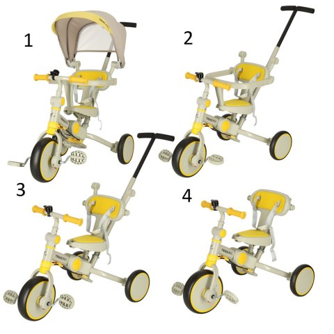 Rowerek trójkołowy TRIKE FIX V4 rower spacerówka rowerek biegowy 6w1 szary żółty Rowerek trójkołowy TRIKE FIX V4 rower spacerówka rowerek biegowy 6w1 szary żółty
