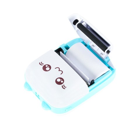 Drukotek drukarka mini termiczna do zdjęć notatek etykiet + kabel USB kotek kot niebieski Drukotek drukarka mini termiczna do zdjęć notatek etykiet + kabel USB kotek kot niebieski