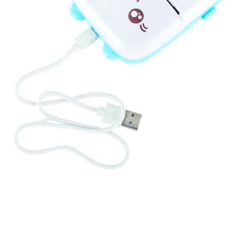 Drukotek drukarka mini termiczna do zdjęć notatek etykiet + kabel USB kotek kot niebieski Drukotek drukarka mini termiczna do zdjęć notatek etykiet + kabel USB kotek kot niebieski
