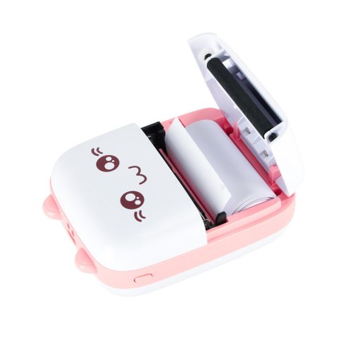 Drukotek drukarka mini termiczna do zdjęć notatek etykiet + kabel USB kotek kot różowy Drukotek drukarka mini termiczna do zdjęć notatek etykiet + kabel USB kotek kot różowy