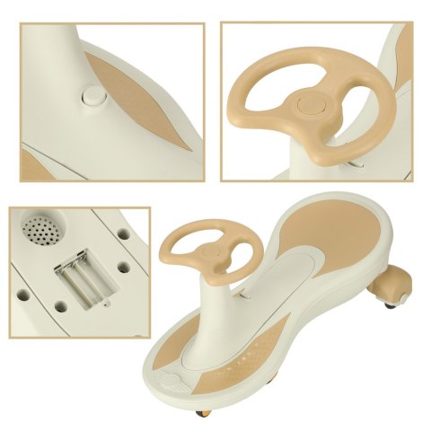 Jeździk grawitacyjny LED Swing Fix S4 świecące koła z muzyką grający 76cm złoto-biały max 100kg Jeździk grawitacyjny LED Swing Fix S4 świecące koła z muzyką grający 76cm złoto-biały max 100kg