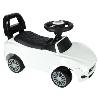 Jeździk pchacz samochód auto z dźwiękiem i światłami biały
